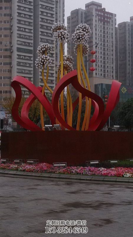 镂空梧桐花雕塑制造商，景观雕塑，梧桐花雕塑供给