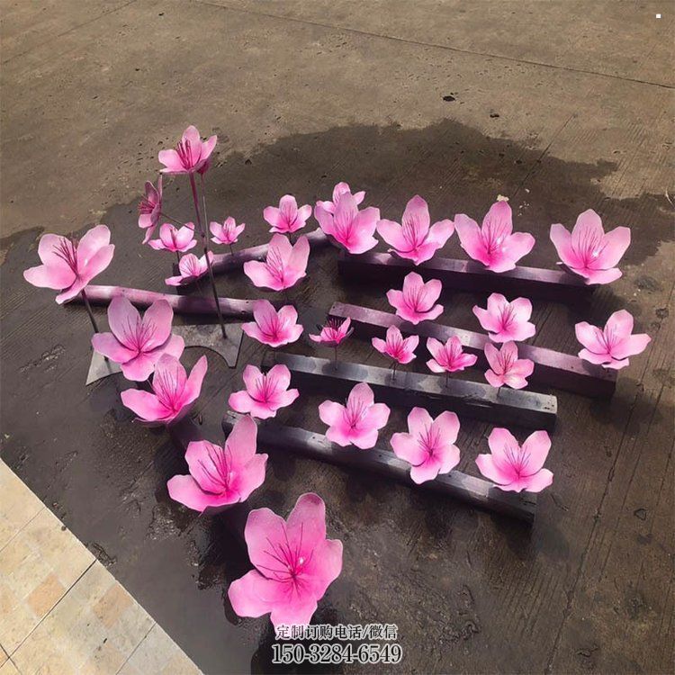 桃花雕塑工厂,美陈雕塑,烤漆桃花雕塑标准 桃花雕塑工厂,美陈雕塑,烤漆桃花雕塑标准