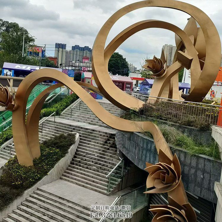 樱花雕塑优选，陆地摆件，不锈钢樱花雕塑厂家